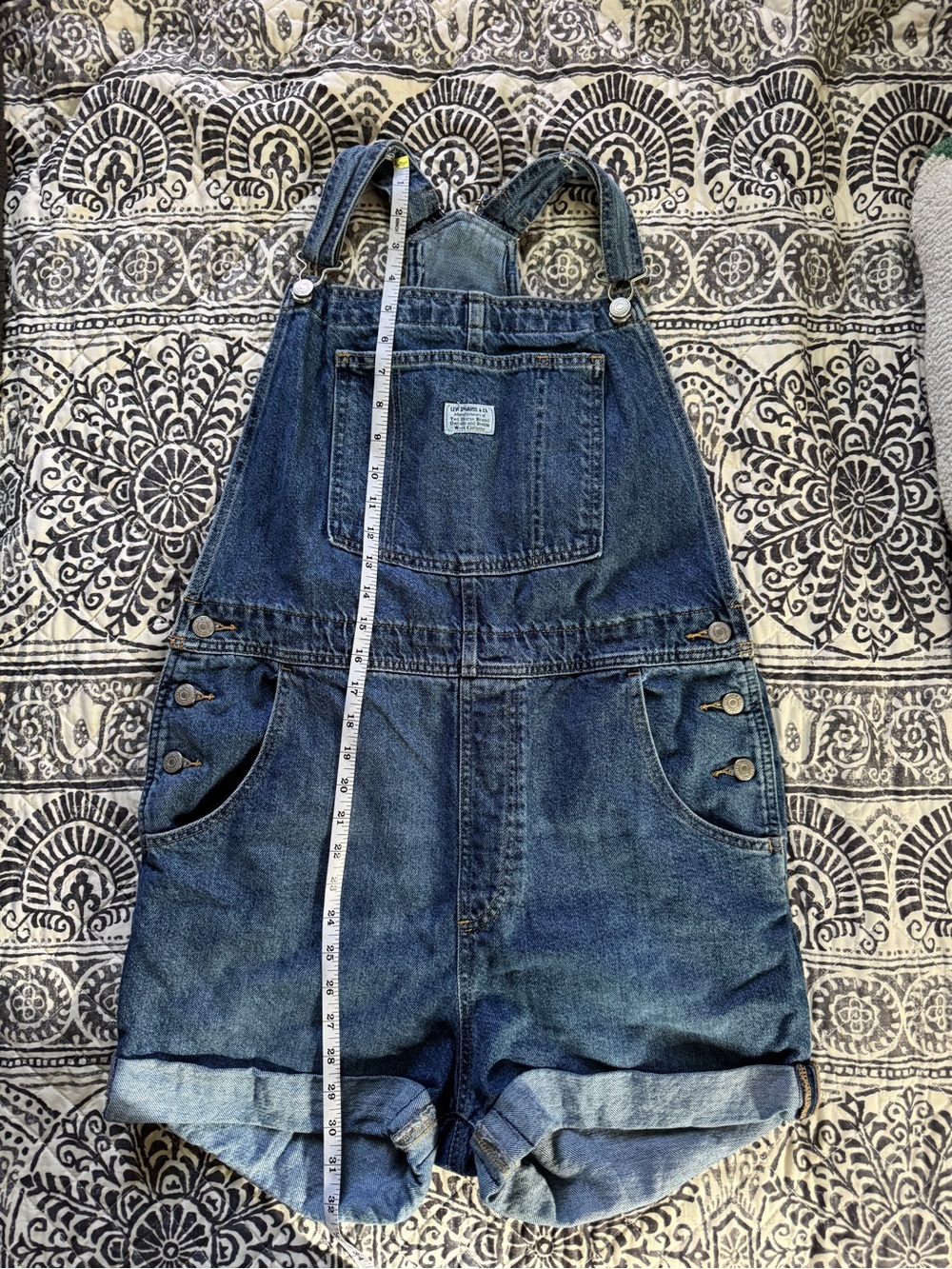 Levi's Blue Jean Shorts Overalls - Picture 9 of 14